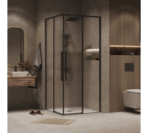 1/2 душевого ограждения Grossman Galaxy 1/2.K33.01.10L.21.02 (100*195) черный матовый, стекло шиншилла