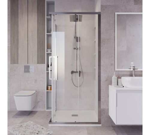 Душевое ограждение Grossman Cosmo 300.K33.02.8080.10.00 (80х80х195) квадрат,раздвижная,хром,стекло прозрачное