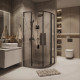 Душевое ограждение Grossman Cosmo 301.K33.02.1010.42.00 (100х100х195) четверть круга,раздвижная,графит сатин,стекло прозрачное