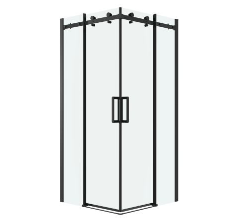 Душевое ограждение Grossman Classic 300.K33.04.1010.21.00 (100х100х195) квадрат,раздвижная,черный матовый, стекло прозрачное
