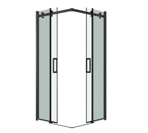 Душевое ограждение Grossman Classic 300.K33.04.1010.21.00 (100х100х195) квадрат,раздвижная,черный матовый, стекло прозрачное