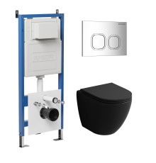 Комплект 3 в 1: Grossman инсталляция 900.K31.01.000+клавиша 700.K31.02.100.100 хром глянцевый+унитаз GR-4455BMS