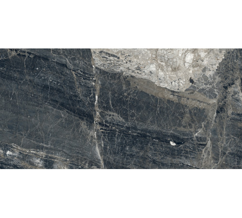 Лунар Неро Керамогранит графитовый 80х160 матовый+гл.чернила