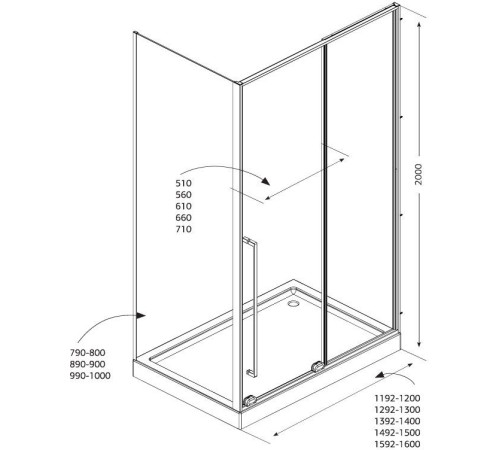 Душевой уголок Allen Brau Fantasy 160x90 3.11010.31 + 3.11013.31 черный матовый