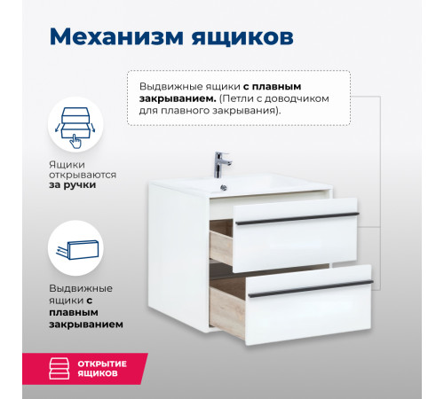 Тумба под раковину Aquanet Lino 70 белый матовый