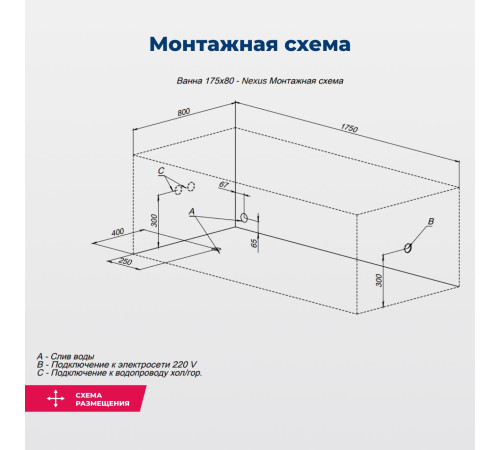 Акриловая ванна Aquanet Nexus 175x80 (с каркасом)