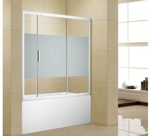 Шторка на ванну Aquanet Practic AE10-B-155H150U-CP 155, прозрачное стекло/шелкография
