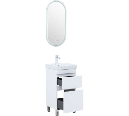 Тумба под раковину Aquanet Слим 40 напольная, белый сатин