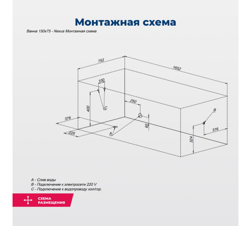 Акриловая ванна Aquanet Nexus 150x75 (с каркасом)