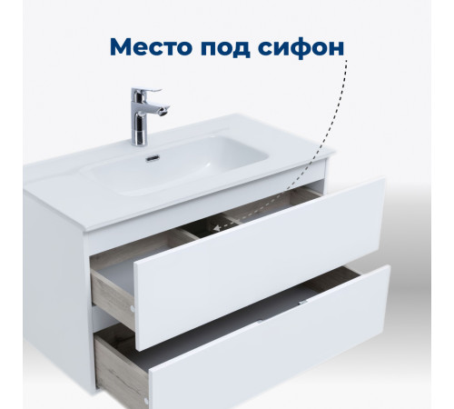 Тумба под раковину Aquanet Алвита New 90 2 ящика, белый матовый