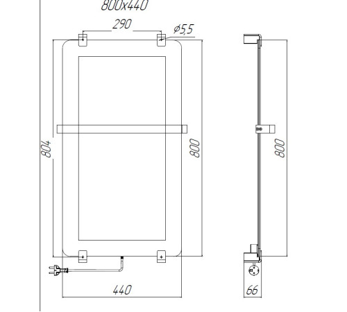 Полотенцесушитель электрический Allen Brau Infinity 80x44 с рейлингом и креплением, черный браш