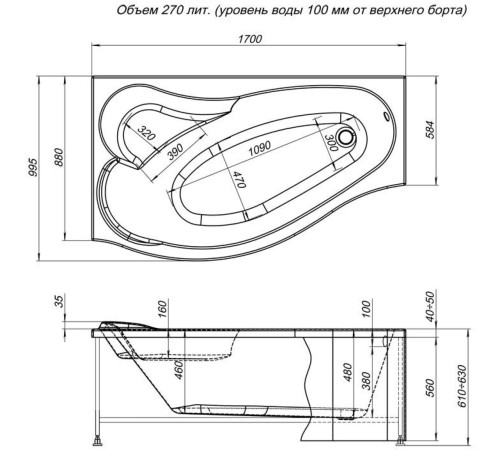 Фронтальный экран Aquanet Palau 140