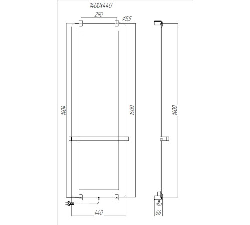 Полотенцесушитель электрический Allen Brau Infinity 140x44 с рейлингом 2.0 и креплением, серебро браш
