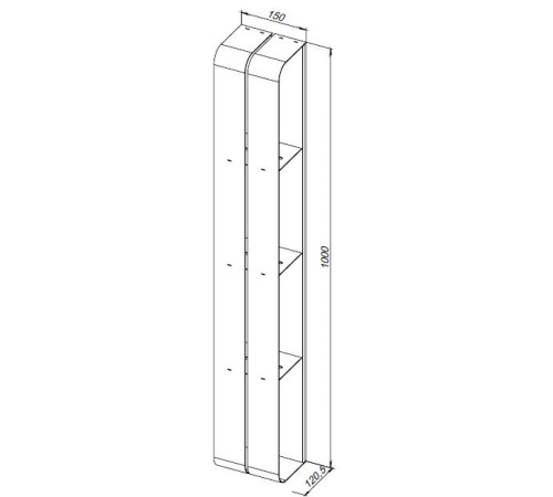 Полка Aquanet Магнум 15x100 сталь браш, вертикальная