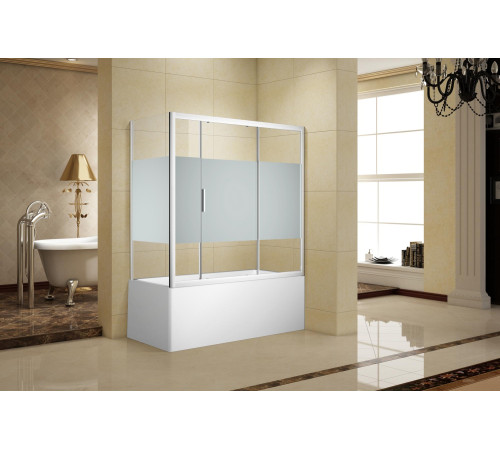 Шторка на ванну c боковой стенкой Aquanet Practic AE10-B-180H150U-CP + AE10-F-80H150U-CP
