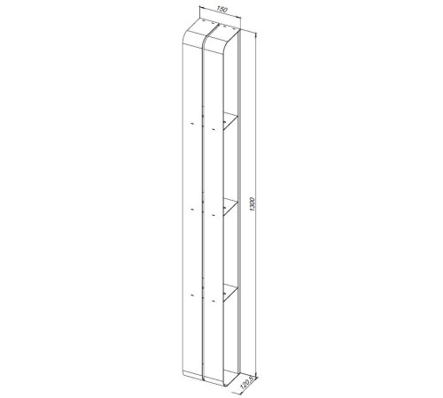 Полка Aquanet Магнум H 15x130 черная матовая, вертикальная