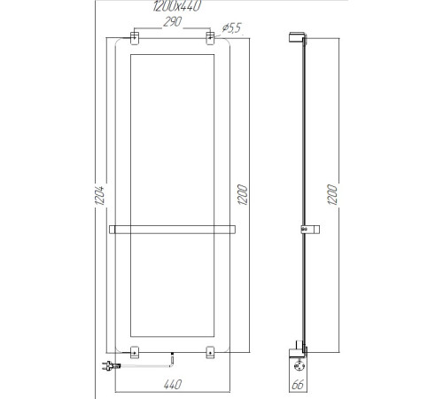 Полотенцесушитель электрический Allen Brau Infinity 120x44 с рейлингом 2.0 и креплением, черный матовый